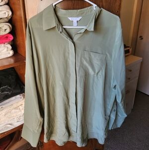 Nine West Olive Casual Button Down Shirt